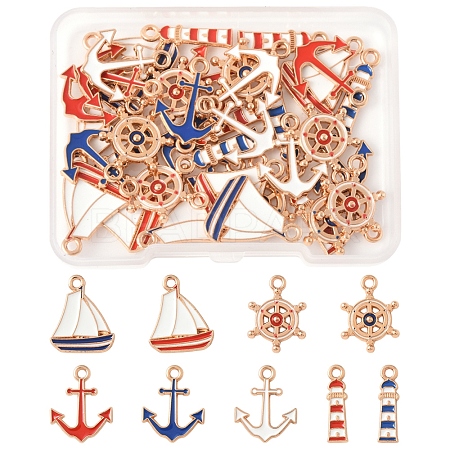 36Pcs 9 Styles Alloy Enamel Pendants ENAM-FS0002-83-1