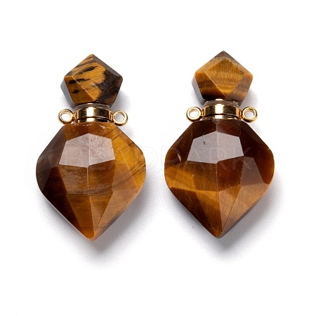 Natural Tiger Eye Perfume Bottle Pendants G-D058-11G-05-1