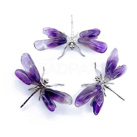 Natural Amethyst Crystal Dragonfly Figurines PW-WG22635-01-1