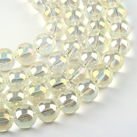 Electroplate Glass Beads Strands X-EGLA-Q062-6mm-A02-1