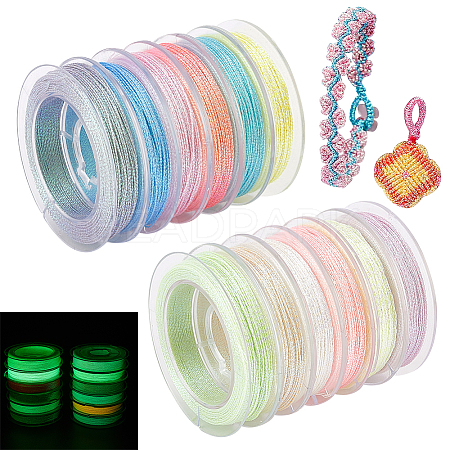 12 Rolls 12 Colors Luminous Polyester Sewing Thread OCOR-WH0087-05-1