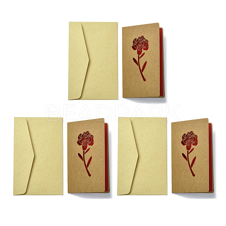 3 Sets Kraft Paper Greeting Cards AJEW-FS0001-27B-1