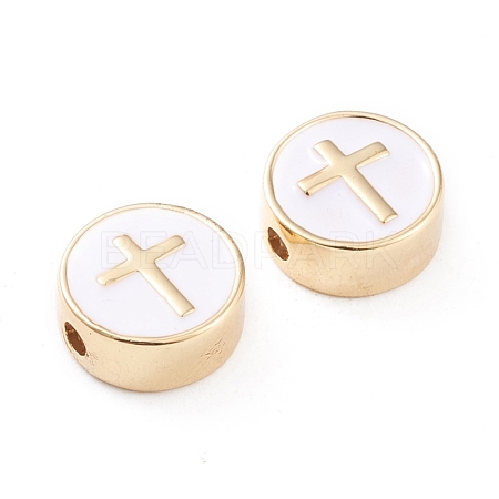 Brass Enamel Beads KK-F814-04G-1