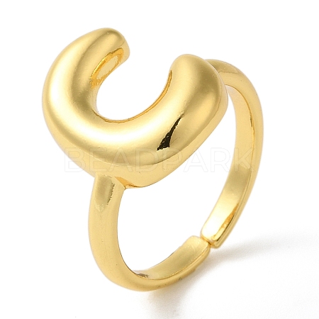Initials Brass Open Cuff Ring for Women RJEW-N046-02C-G-1