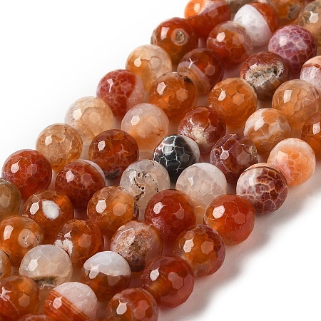 Dyed & Heated Natural Fire Crackle Agate Beads Strands G-P539-B01-19-1