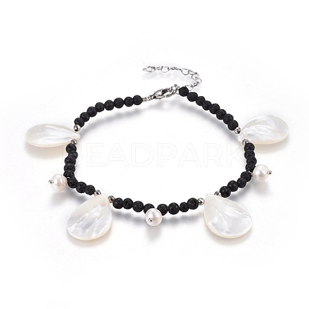 Spiral Shell Charm Anklets AJEW-AN00250-1