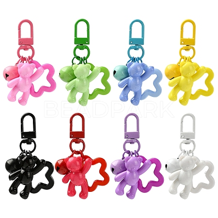 8Pcs 8 Styles Alloy & Acrylic Pendant Decorations HJEW-YW00534-1