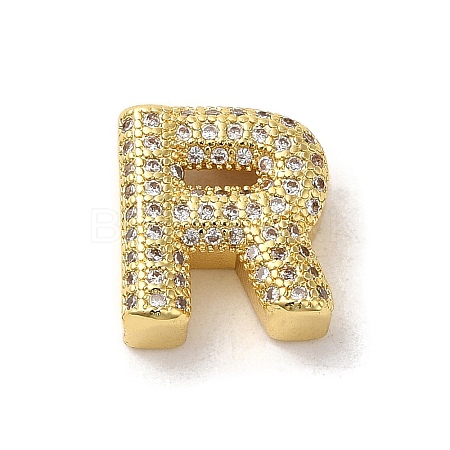 Brass Micro Pave Clear Cubic Zirconia Charms ZIRC-C009-01G-R-1