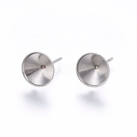 201 Stainless Steel Stud Earring Settings STAS-I095--01P-C-1