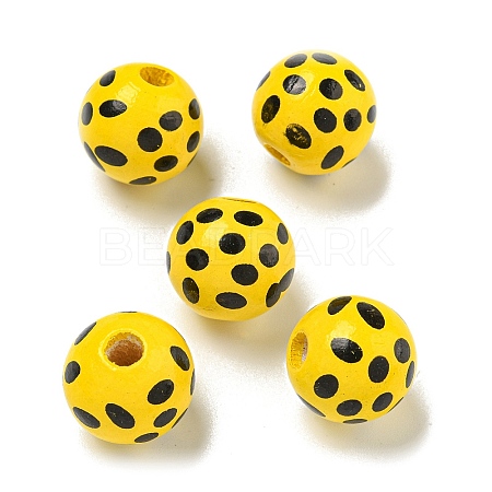 Printed Wood European Beads WOOD-G022-18I-1