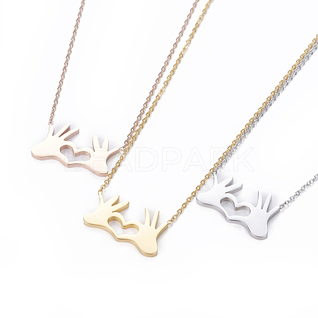 304 Stainless Steel Pendant Necklaces NJEW-O118-13-1