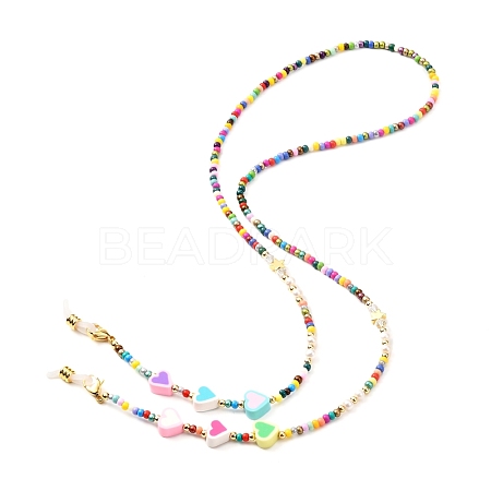 Glass Seed Beads Eyeglasses Chains AJEW-EH00383-01-1