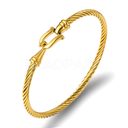 Unisex 304 Stainless Steel Wire Rope Bangles with Hook Clasps JH3580-2-1