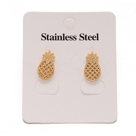 304 Stainless Steel Textured Ear Studs EJEW-L122-02G-1