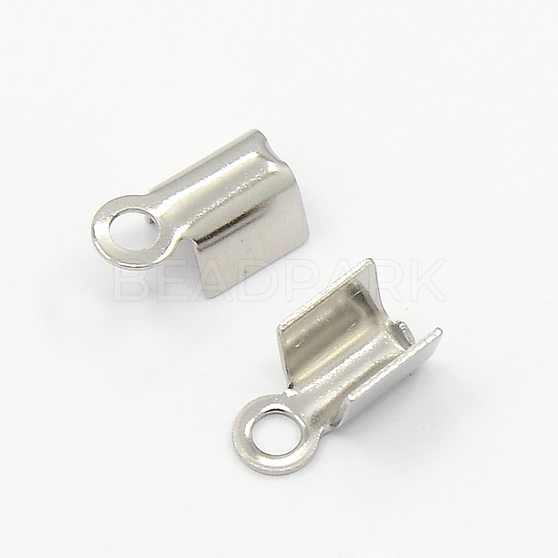 304 Stainless Steel Fold Over Crimp Cord Ends - Beadpark.com