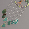 Brass Wire Wrapped Natural Green Aventurine Chips Tree of Life Pendant Decorations HJEW-D302-03-4