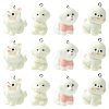 4Pcs 4 Styles Flocking Resin Pendants RESI-YW0005-15-1