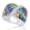 Ethnic Style Brass Micro Pave Cubic Zirconia and Enamel Finger Rings FS-WG810B2-01-3