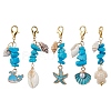 5Pcs 5 Styles Alloy Enamel & Shell Pendant Decoraiton HJEW-JM01656-1