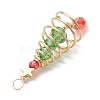 3Pcs 3 Colors Christmas Theme Copper Wired Glass Big Pendants PALLOY-JF02854-5