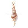 3Pcs 3 Styles Electroplated Natural Quartz Crystal Copper Wire Wrapped Pendants PALLOY-JF02586-07-3