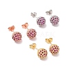 Hot Pink Cubic Zirconia Disco Ball Stud Earrings EJEW-C030-02-1