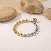 Duo Tone 304 Stainless Steel Ball Charm Round Beaded Bracelets for Women WGBF083-01-4