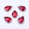 Silver Color Plated Brass Glass Teardrop Pendants GLAA-M006-A-09S-1
