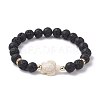 Tortoise Synthetic Turquoise & Natural Lava Rock Stretch Bracelets for Women BJEW-JB10106-06-1