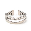 304 Stainless Steel Double Line Open Cuff Ring for Women RJEW-I096-13P-2