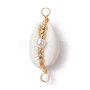 Natural Shell Copper Wire Wrapped Connector Charms PALLOY-JF02316-02-1