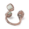 Natural Green Aventurine & Quartz Crystal Irregular Nugget Open Cuff Ring RJEW-I082-07R-01-2
