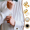 2 Pairs 2 Colors Brass Rhinestone Cufflinks AJEW-GA0008-30-5
