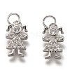 Brass Micro Pave Clear Cubic Zirconia Charms ZIRC-B002-57P-1