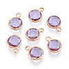 Golden Tone Brass Glass Charms X-GLAA-ZX008-24I-G-1