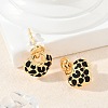 Brass Enamel Stud Earrings EJEW-P301-03G-5