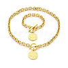 Flat Round with Tree of Life 304 Stainless Steel Pendant Necklaces & Charm Bracelets Sets FS-WG2A73C-04-3