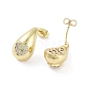 Teardrop Rack Plating Brass Cubic Zirconia Stud Earrings for Women EJEW-B047-02G-02-2