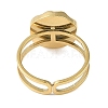 Ion Plating(IP) 304 Stainless Steel Enamel Flat Round with Heart Cuff Finger Rings RJEW-L107-073G-01-3
