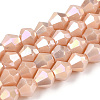 Opaque Solid Color Electroplate Glass Beads Strands EGLA-A039-P6mm-B06-1