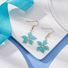 Glass Seed Braided Snowflake Dangle Earrings EJEW-MZ00069-02-2