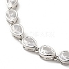 Clear Cubic Zirconia Teardrop Link Chain Bracelet BJEW-E073-03P-2