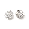 Flower Brass Clear Cubic Zirconia Bead Caps KK-V008-07P-1