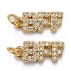 Brass Micro Pave Clear Cubic Zirconia Charms ZIRC-Z011-30G-2