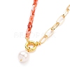 Natural Baroque Pearl Keshi Pearl Pendant Necklaces NJEW-JN03149-3