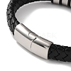 Men's Braided Black PU Leather Cord Bracelets BJEW-K243-23P-3
