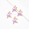 20Pcs Light Gold Alloy Enamel Pendants ENAM-YW0001-73A-1