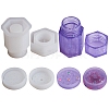 2 Sets 2 Styles Hexagonal Prisms & Flat Round Storage Box Bottle Container Silicone Molds DIY-SZ0002-41-1