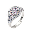 Brass Micro Pave Cubic Zirconia Cuff Rings for Women RJEW-A069-13P-01-4