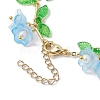 Flower Glass & Acrylic Charm Bracelets BJEW-JB10443-01-4